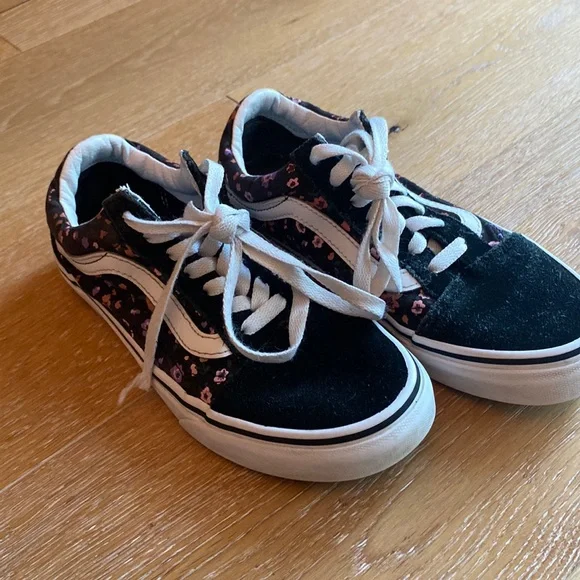 VANS black/floral suede/canvas Men 4/Women 5.5 - Picture 1 of 12